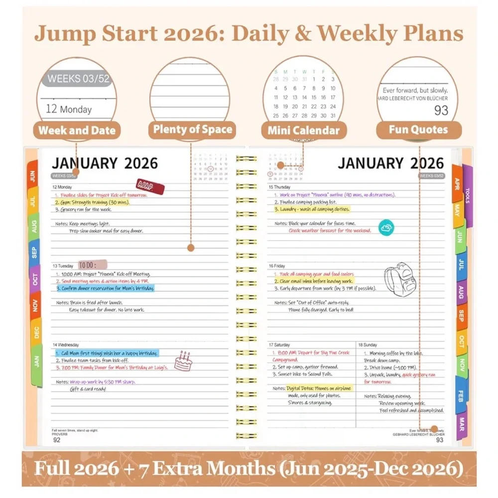New 2025-2026 Spiral Planner with Tabs